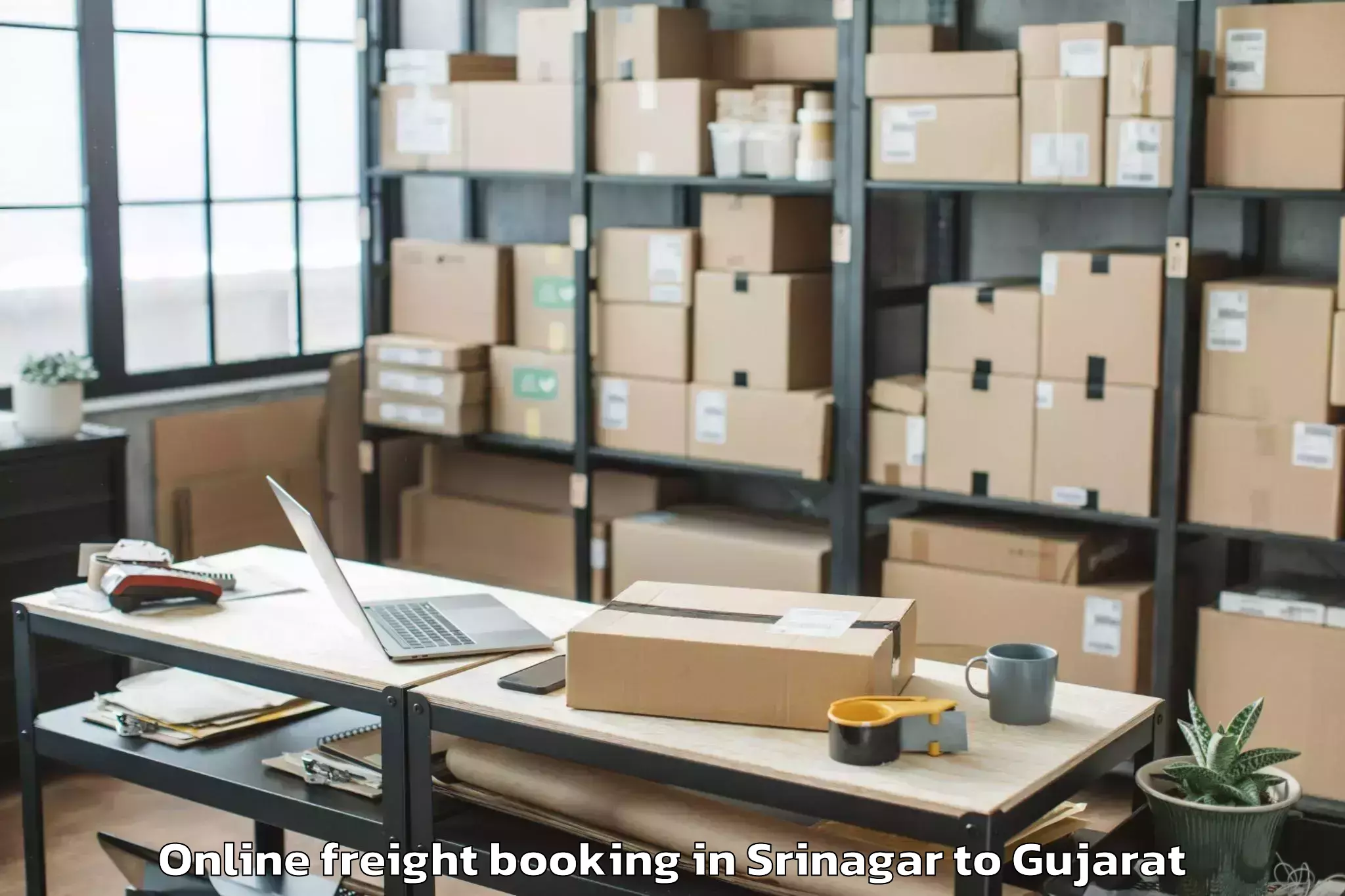 Top Srinagar to Khambhaliya Online Freight Booking Available